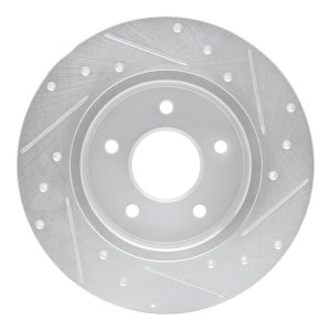 Nissan Kicks Brake Rotor (1) - Rear Left - R1 Concepts - Drilled & Slotted - Silver - `19-`25